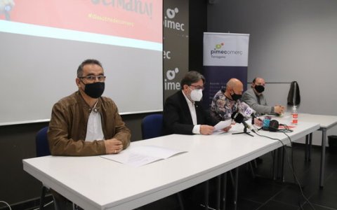 Roda de premsa dels representants de Pimec Tarragona. FOTO: ACN.