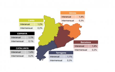 La inflació anual a Tarragona és de l'1,1%, set dècimes per sobre de la taxa registrada al gener.