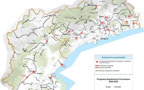 El mapa amb les carreteres que rebran les inversions. FOTO: CEDIDA.
