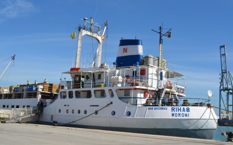 Un vaixell de transport d'animals al Port de Tarragona. FOTO: CEDIDA.