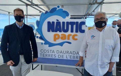 La nova marca amb Joaquim Cristià i Jordi Rom, president i gerent de l'entitat que impulsa el turisme nàutic a la Costa Daurada.