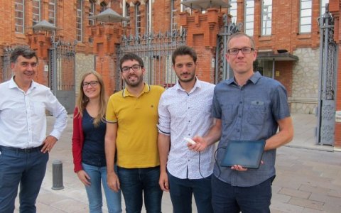 L’equip de Creatsens Health: Francisco Andrade, Marta Novell, Tomàs Guinovart, Adrià Maceira i Pascal Blondeau.