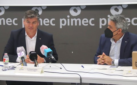 El president de Pimec, Antoni Cañete, amb el president de la patronal a Tarragona, Jordi Ciuraneta.
